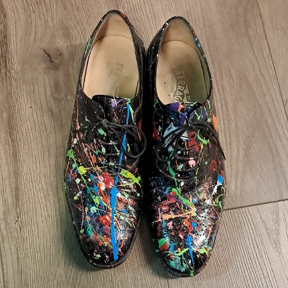 Salvatore Ferragamo Black Multicolor Oxfords - Picture 4 of 10